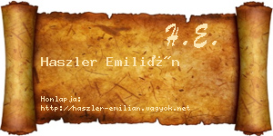 Haszler Emilián névjegykártya